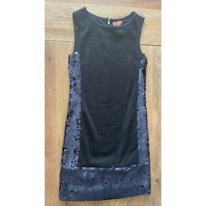 TORY BURCH Black Wool Blend Sequin Sleeveless Sheath Mini Dress Sz Small Lined
